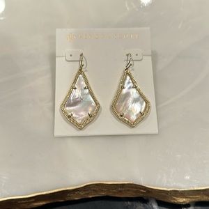 Kendra Scott gold mother of pearl drop earrings